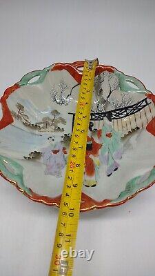 Antique Japanese Porcelain Geisha Girl Hand Painted Bowl Dish 10W