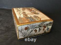 Antique Japanese Satsuma Box, Meiji period. Signed Seikozan