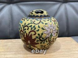 Antique Japanese Signed Great Ming Yellow Cloisonne Censer Incense Burner