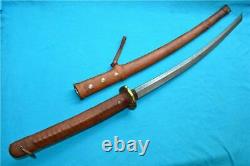 Antique Japanese Sword Katana Samurai Damascus With Sheath HandMade Full leather