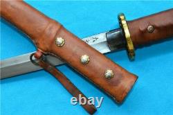 Antique Japanese Sword Katana Samurai Damascus With Sheath HandMade Full leather