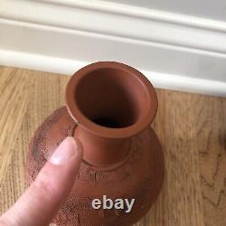 Antique Japanese Tokoname Red Clay Dragon Vase 7 1/2