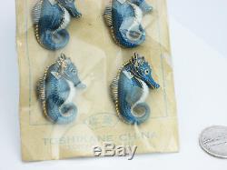 Antique Japanese Toshikane China Seahorse Buttons Mint Original Package Japan