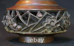 Antique Japanese bronze Kabin vase sculpture 1880s Japan Ikebana art