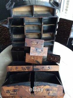 Antique Large Japanes Tansu Table Wood Cabinet Chest Box C1880 Meiji
