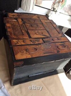 Antique Large Japanes Tansu Table Wood Cabinet Chest Box C1880 Meiji