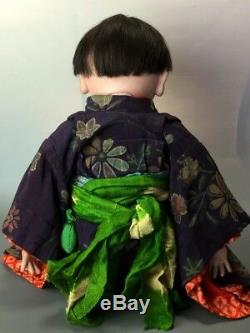 Antique Meiji Era Japanese Ichimatsu Large Gofun Boy Doll Kimono 22.5 Japan