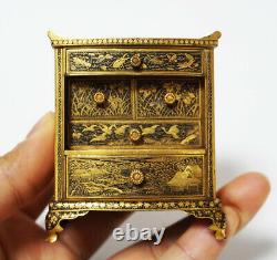 Antique Meiji Japanese Miniature Iron Cabinet Nihon Koku Kyoto Ju Komai Sei
