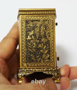 Antique Meiji Japanese Miniature Iron Cabinet Nihon Koku Kyoto Ju Komai Sei