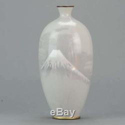 Antique Meiji Japanese Porcelain Cloisonne Vase Japan Mount Fuji