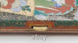 Antique Meiji Period Japanese Cloisonne Floral Geometric Design Cigarette Case