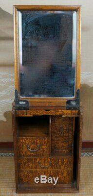 Antique Mirror powder cabinet Japan furniture Kyodai 1900s interior craft