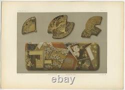 Antique Print of Four Japanese Boxes, Lacquer