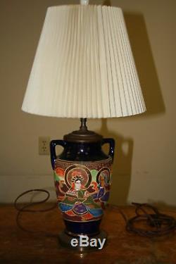 Antique Satsuma Figural Meiji Vase Lamp