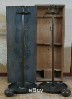 Antique Shokudai traditional Japanese bronze candle stand 1878 Japan lamp