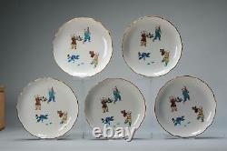 Antique Showa period Japanese kutani plates with boys and mark Japan 20th c