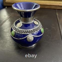 Antique Silver Jade 4 1/4 Inches Vase