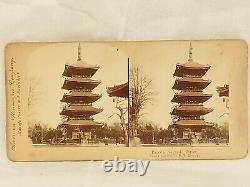Antique Stereoview Card Pagoda Nagasaki Japan 1901 Color Japanese Architecture