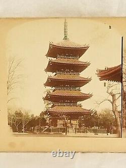 Antique Stereoview Card Pagoda Nagasaki Japan 1901 Color Japanese Architecture