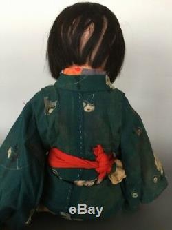 Antique Taisho Era Japanese Ichimatsu Large Gofun Girl Doll Kimono 23.5 Japan