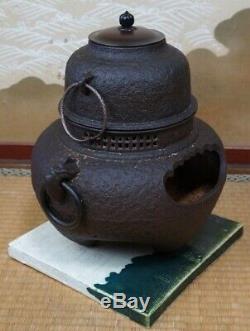 Antique Tea Ceremony Chagama Japanese iron kettle art 1900 Japan craft