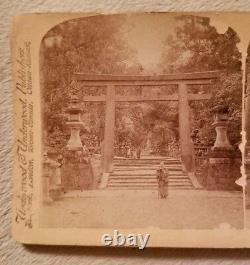 Antique Underwood Stereoview Card Shinto Temple Nara, Japan 1896 Japanese Asian