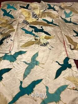 Antique Vintage Japanese Embroidered Silk Kimono Chinese Robe Embroidery #1