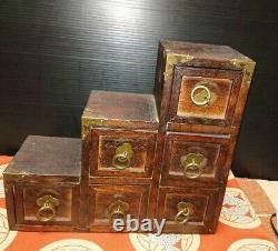 Antique Vintage accessory case, Japanese small wooden drawer Japan