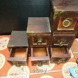 Antique Vintage accessory case, Japanese small wooden drawer Japan