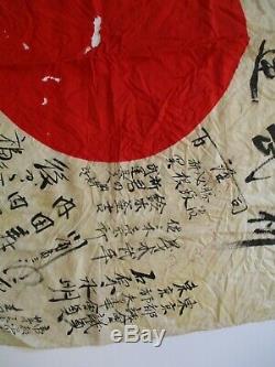 Antique Ww2 Era Old Tattered Signed Autographed Japanese Japan Military Flag