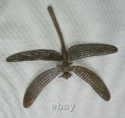 Antique articulated bronze dragonfly jizai okimono japan art sculpture japanese