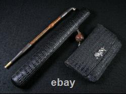 Antique asian smoking pipe set kiseruzutsu cigarette case one hitter chillum