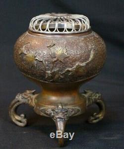 Antique bronze Koro Japan incense burner sculpture 1890s Japanese art