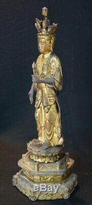 Antique wood Buddha Japan sculpture 1800 Butsuzo Japanese temple art