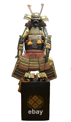 Authentic Japanese Samurai Armor Edo Period Kabuto Dragon with Clan Kamon Box