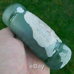 Beachcombed Frosted Japanese Glass Float Mini Jumbo Rolling Pin Coral Attached
