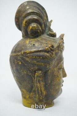 Beautiful Japanese Buddha Head 1866 grams Bronze Buddhist Art from Kyoto 1022C11