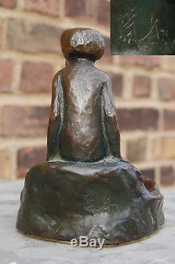 Bronze figure of kappa water imp, goblin at a basin, Japan