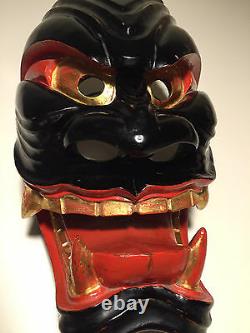 Danced, Patina, Antique, ca1930s, Japanese Wooden Menburyu Mask Furyu Parade