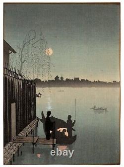 EIJIRO Evening Cool on Sumida antique Japanese woodblock print