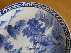 Early Japanese Signd Arita Ko-Imari Chinese Blue White Ceramic Porcelain Charger