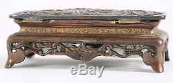 FINE Japan Japanese Bronze Silver & Gold Wash Inkwell Signed Meiji ca. 19th c