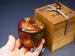 Fine Vintage Makie Lacquered NATSUME Japanese Wooden Tea Caddy w Signed Box E475
