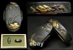Fuchigashira Tsuba Japanese Sword Katana Antique Japan Edo Scenery Copper #3017
