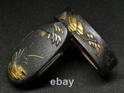 Fuchigashira Tsuba Japanese Sword Katana Antique Japan Edo Scenery Copper #3017