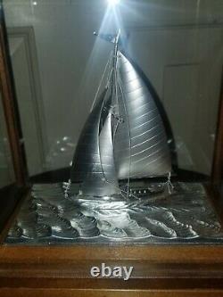 GREAT CASED JAPANESE SEKI TAKEHIKO Sterling silver 960 sailing ship yacht boat