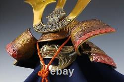 Great Samurai Helmet -Rare Form Kusunoki Masashige Helmet- Middle Size Signed