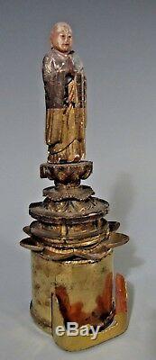 Group Japan Japanese Gilt Polychrome Wood Buddhist Altar Elements ca. 19-20th c