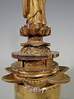 Group Japan Japanese Gilt Polychrome Wood Buddhist Altar Elements ca. 19-20th c