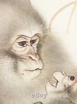 HANGING SCROLL JAPANESE PAINTING JAPAN monkey ANTIQUE SOSEN MORI OLD ART d470